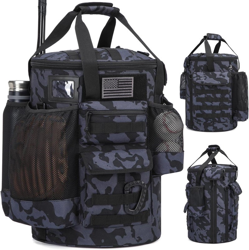 SunForMorning Baseball Bucket Bag Baseball Coaching Accessories Organizer Tactical Style Softball Bucket Bag with Anti-Slip Bottom, Multiple Pockets for Bat, Gloves, Scoreboards - Image 1